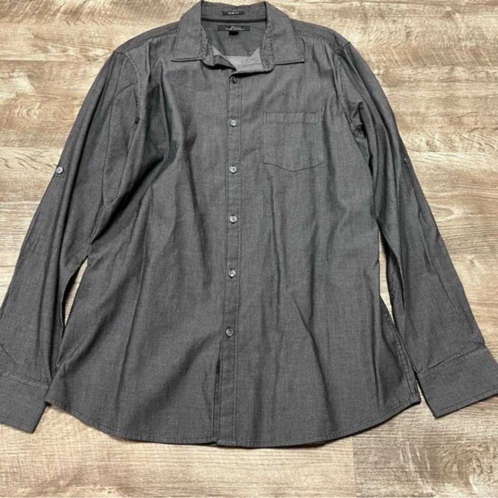 Marc Anthony Slim Fit Button Front Shirt Size Large